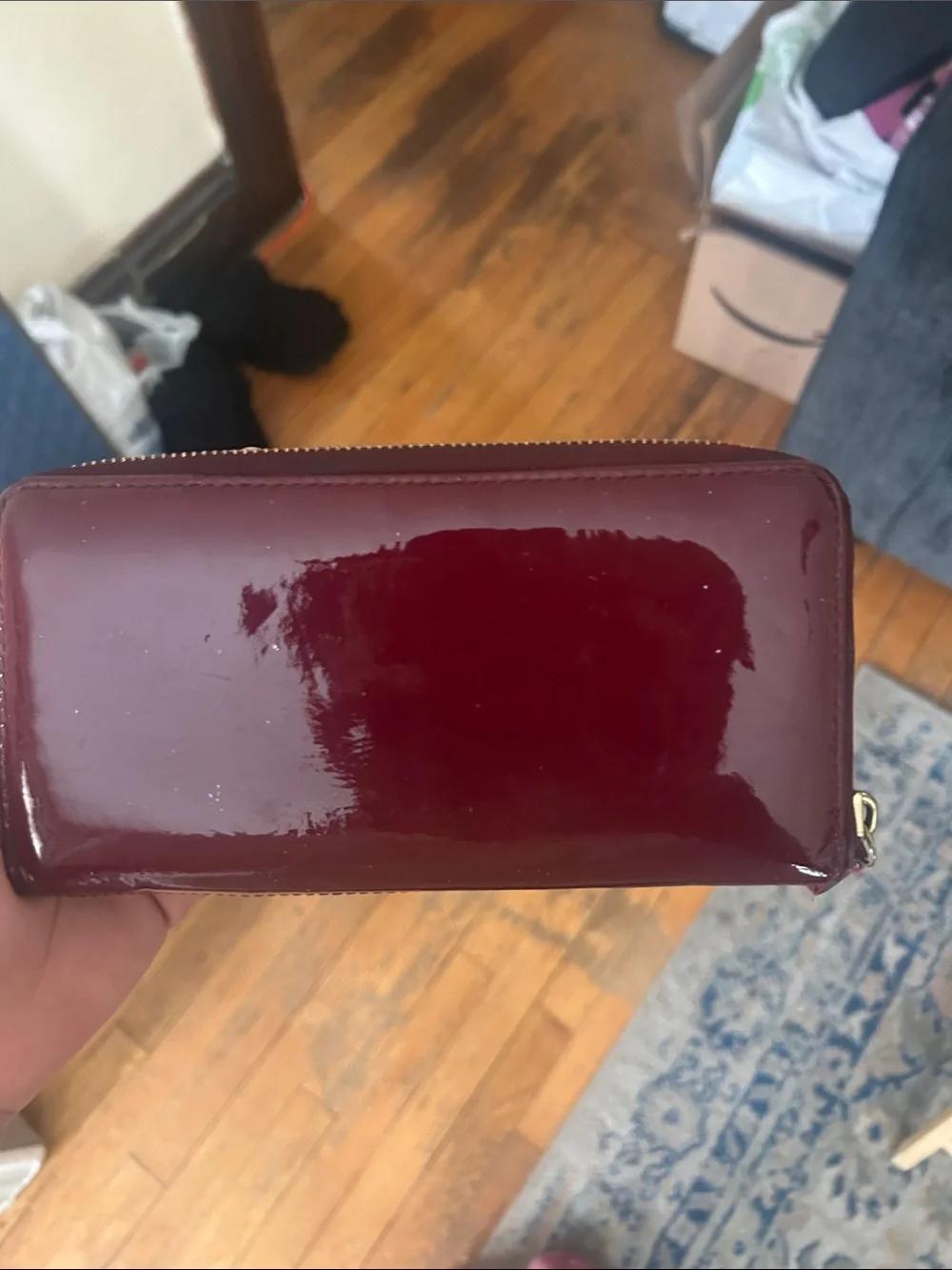 Coach Patent Leather Wallet in Deep Burgundy